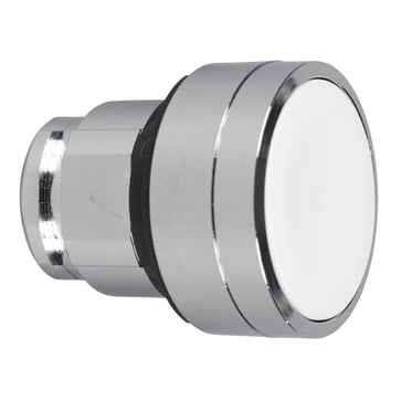 Head for non illuminated push button, Harmony XB4, white flush pushbutton Ø22 mm spring return unmarked ZB4BA14