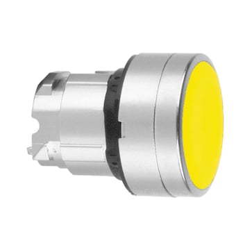 Head for non illuminated push button, Harmony XB4, yellow flush pushbutton Ø22 mm spring return unmarked ZB4BA54