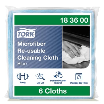 Tork Microfibre Re-Usable Cleaning Cloth, Blue, 183600 183600