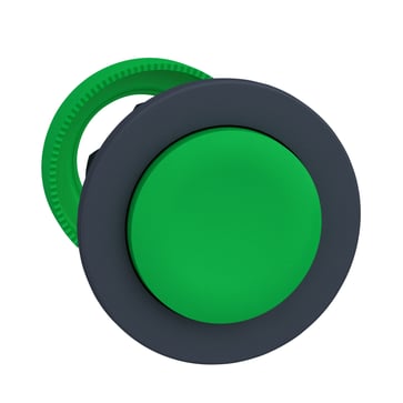 Harmony flush trykknapshoved i plast med fjeder-retur og høj trykflade i grøn farve ZB5FL3