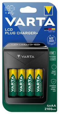 Varta Batteri LCD Plug Charger+ 4x AA 2100mAh 57687101441