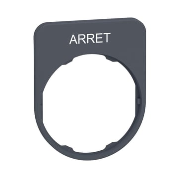 Harmony legend plate in color plated grey 40x50 mm for flush mounted pushbuttons with the text "ARRET" printed ZBYFP2104C0
