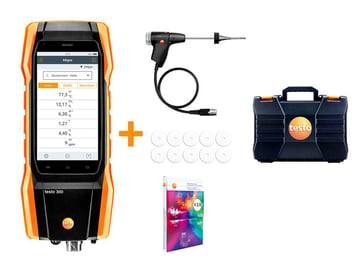 Testo 300 Longlife kit 2 - Flue gas analyzer (O2, CO H2-compensated up to 30,000 ppm, NO - can be retrofitted) 0564 3004 80