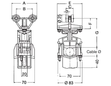 Cable carrier for round cables 0312485