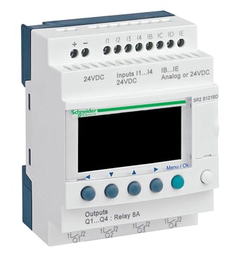 Zelio Logic SR2 Kompakt smart relæ / programmerbar controller 12 I/Os, 24 V DC, med LCD SR2B121BD