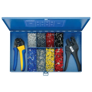 Steel assortment box with insulated cable end sleeves and tools SK43NB