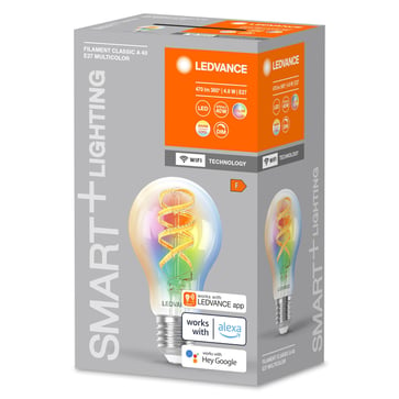 SMART+ standard 4,8W/RGB+827-865 (40W) clear filament E27 WiFi 4058075777859