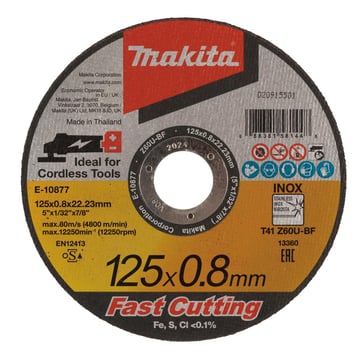 Makita Cutting Wheel 125x0,8mm Inox 12 stk E-10877-12