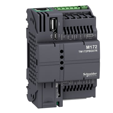 M172 performance kontroller med 7 I/O relæ udgange uden display med Ethernet, 1 CAN port & 2 stk. RS485 porte isoleret TM172PBG07R