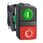 Harmony XB5, Double-headed push button, plastic, Ø22, 1 green flush marked I + 1 red projecting marked O, spring clamp terminal, 1 NO + 1 NC XB5AL734155 miniature