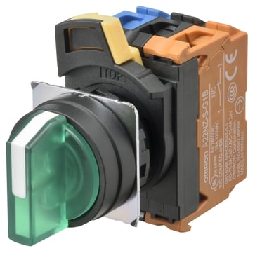 2 position Lighted bezel plastic auto reset on left color green A22NW-2BL-TGA-G102-GE 660881