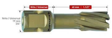 Karnasch Carbide tipped annular cutter Nitto/Weldon shaft Ø12 x 40mm 792201315N12