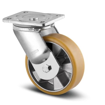 Swivel wheel, polyurethane, Ø125 mm, 500 kg, precision ball bearing, with plate 119680013