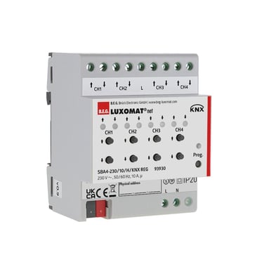 SBA4-230 / 10 / H / KNX REG hvid jalousi-aktuator m 4-kanaler til styring af gardinerpersienner mv. 93930