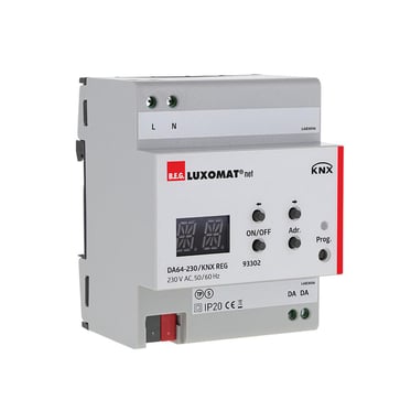 DA64-230/KNX REG white Gateway, Up to 64 addresses in 16 groups, RGB and TW (DT8), Support DALI-LINK multisensors, push-buttons etc., Programming via ETS (DCA). 93302