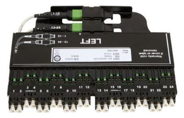 FACT-MPO modul Multimode OM4 med 24 LC på front og 2xMPO12 på bagsiden, installeres på venstre side af tray, kabel exit til højre. 760244853