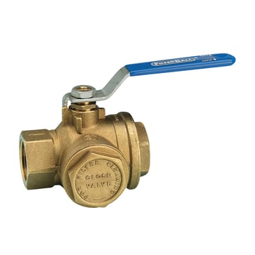 F x F ball valve with integral filter  Special non dezincifiable alloy CW602N  Blue steel lever  Patent Pending  1" 51F-008