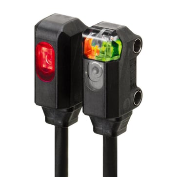 Fotoaftaster, gennemgående bjælke, 1m, DC, 3-leder, NPN, lys-on, side-view, 2m kabel (kræver 2 parentes) E3T-ST11 2M 156502