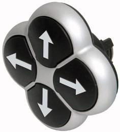 4-way pushbutton, black arrows, momentary, silver 286336