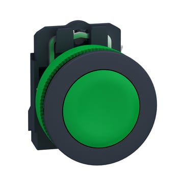Harmony flush trykknap komplet med fjeder-retur og plan trykflade i grøn farve 1xNO, XB5FA31 XB5FA31