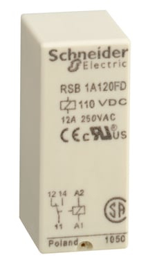 Stikbensrelæ 1C/O 12A 110VDC RSB1A120FD