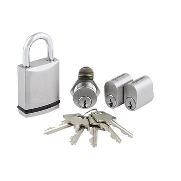 Lock set 6-pin with 2 cylinders, mailbox lock and padlock 13114