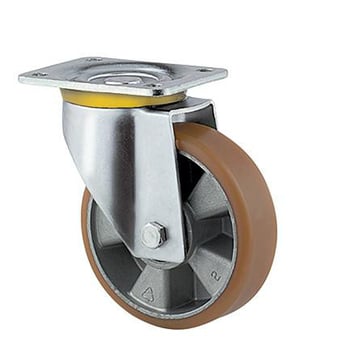 Swivel wheel, polyurethane, Ø200 mm, 800 kg, precision ball bearing, with plate 00804217