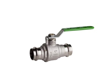 Heavyduty fullway ball valve with press fittings ends  Green steel lever  Press x press 22 x 22 mm P100-022