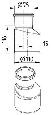 BLÜCHER reduktion 110/75 mm excentrisk rustfri 850.075.110