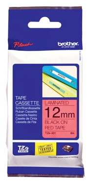 Brother TZ 431 Tape sort/rød 12mm TZE431