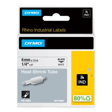 DYMO Rhino Industrial Tape Heat-Shrink Tube 6mmx1.5m black on white 18051