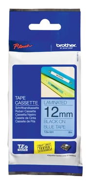 Tape Brother 12 mm black/blue TZE531