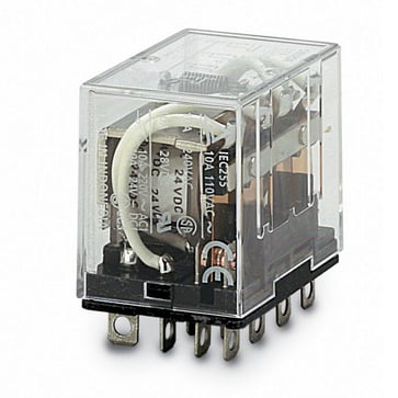 Relæ, plug-in, 14-pin, 4PDT, 10A, LED-indikator, spole suppressor, 24VDC LY4N-D2 24DC 153315