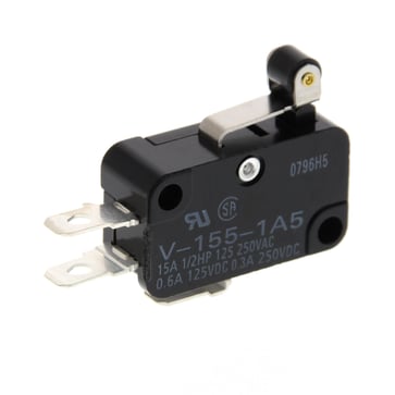 250VAC/15A Short hinge roller lever solder terminals V-155-1A5 BY OMI 339415