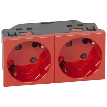 Mosaic outlet Schuko 2x2pol with earth 16A 4M auto secured red 77281