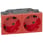 Mosaic stikkontakt Schuko 2x2pol M-jord 16A 4M auto sikret rød 77281 miniature