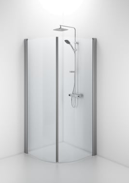 Ifö Space shower corner 900 x 900 mm cm with curved doors Alu/clear 058990090
