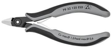 Knipex skævbider præcisions elektronik ESD m/spidst hoved og skær m/lille facet 125 mm 79 32 125 ESD