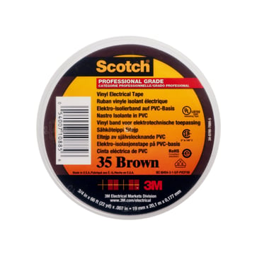 Scotch® 35 brun farvebestandig mærke- og isolationstape 19 mm x 20 m,  0.18mm tyk 7100239020