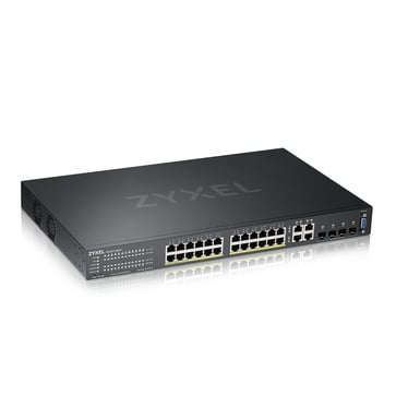 ZYXEL GS2220-28HP, 24-ports PoE+ Gigabit L2 Switch med 4 Gigabit combo porte (inkluderet 1 år Nebula Pro pack license) GS2220-28HP-EU0101F