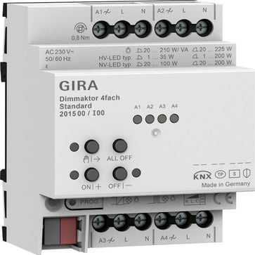 Gira lysdæmpningsaktuator, 4-moduls Standard 4 x 225 W/VA 201500
