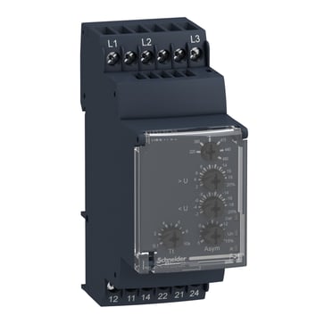 Zelio kontrolrelæ 3-faset for måling af underspænding og overspænding 2 C/O 5A 3x230-400 VAC RM35UB330