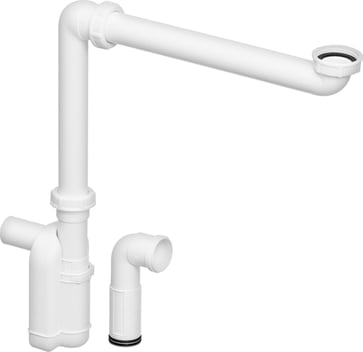 LAUFEN space saving siphon for washbasin, 1 1/4 x 32 mm, white plastic H8942400000001
