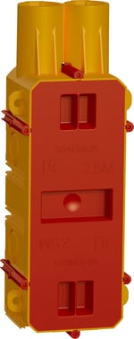 LK FUGA New box for in-moulding in concrete 2½ module 49 mm deep  with accessories  air-tight incl. Screw-tower yellow with Lid 504D6025