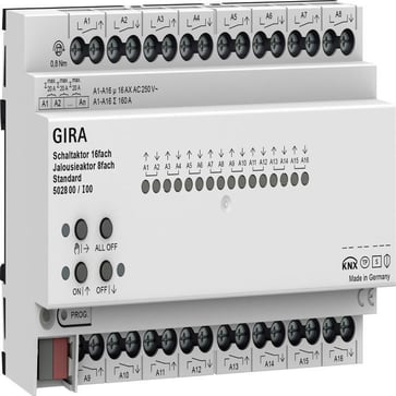 Gira koblingsaktuator 16-moduls 16 A KNX / persienneaktuator 8-moduls 16 A KNX 502800