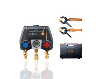 Testo 550i Smart Kit - App-controlled digital manifold with wireless clamp temperature probes (NTC) 0564 3550