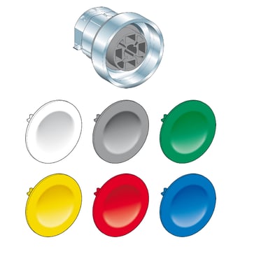Harmony trykknaphoved i metal med fjeder-retur og løse trykflader i 6 forskellige farver ZB4BA9