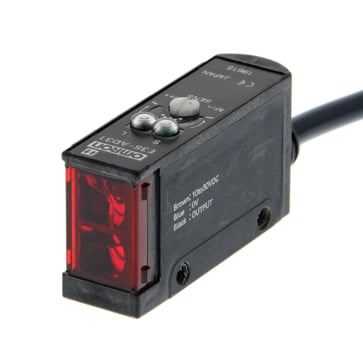 Fotoaftaster, diffus, 100 mm, DC, 3-leder, PNP, vandret, 2 m kabel E3S-AD33 147715
