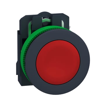 Harmony flush trykknap komplet med fjeder-retur og plan trykflade i rød farve 1xNC, XB5FA42 XB5FA42
