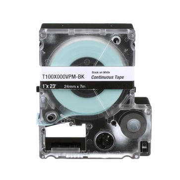 Label kassette for MP100-MP300. Kontinuerlig label, Klar, Vinyl, B24MM, L7,0M T100X000VPM-BK